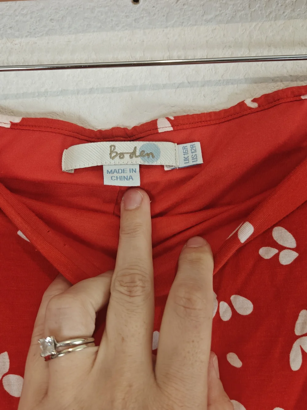 Boden Red Floral Midi Skirt High Rise Flare Romantic Cottagecore Size 12